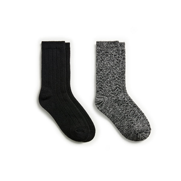 cuddl duds Tonal Spacedye Chevron Texture/Wide Rib Crew Sock 2-Pack Socks