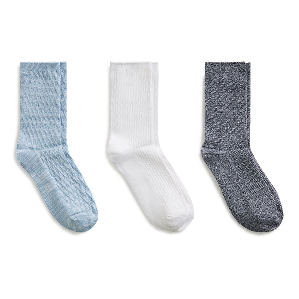 cuddl duds Trellis Texture / Mini Tile Crew Sock 3 Pack Socks