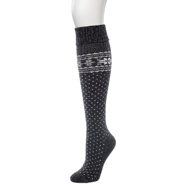 Cuddl Duds Turncuff Tonal Snowflake Knee High Sock Socks