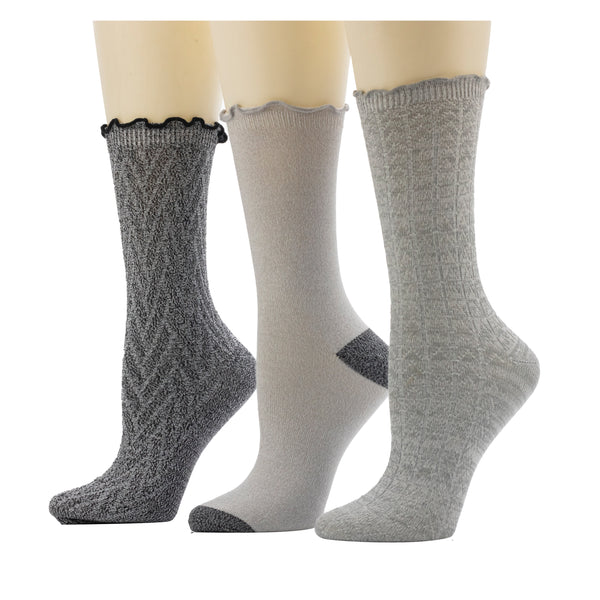 Cuddl Duds Twist Chevron / Lettuce Edge Crew Sock 3-Pack Socks