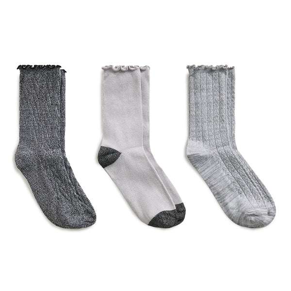 cuddl duds Twist Chevron / Lettuce Edge Crew Sock 3-Pack Socks