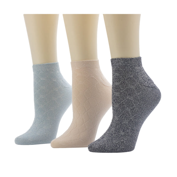 Cuddl Duds Twist Tile Textured Solid Color Low Cut Sock 3-Pack Socks