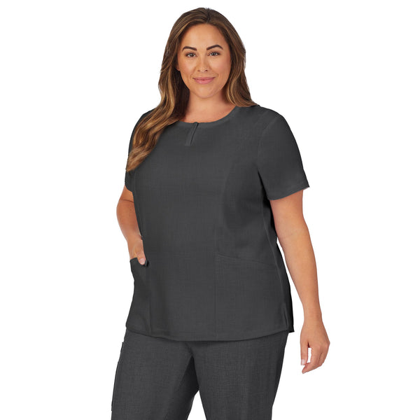 Cuddl Duds Womens Scrub Henley Neck Top With Side Pockets PLUS Women