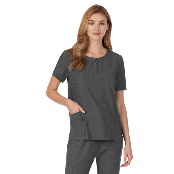 Cuddl Duds Womens Scrub Henley Neck Top With Side Pockets Women