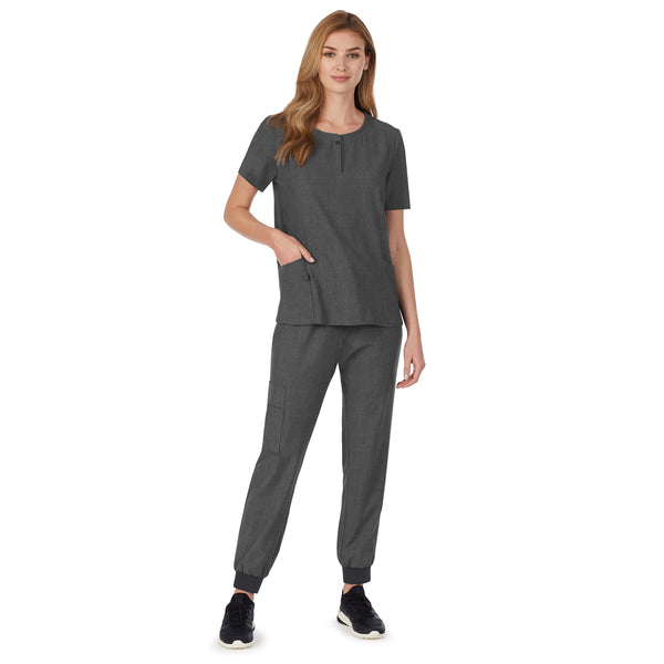 Cuddl Duds Womens Scrub Henley Neck Top With Side Pockets Women