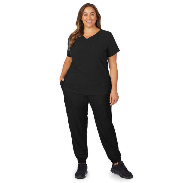 Cuddl Duds Womens Scrub V-Neck Top With Chest Pocket PLUS Women