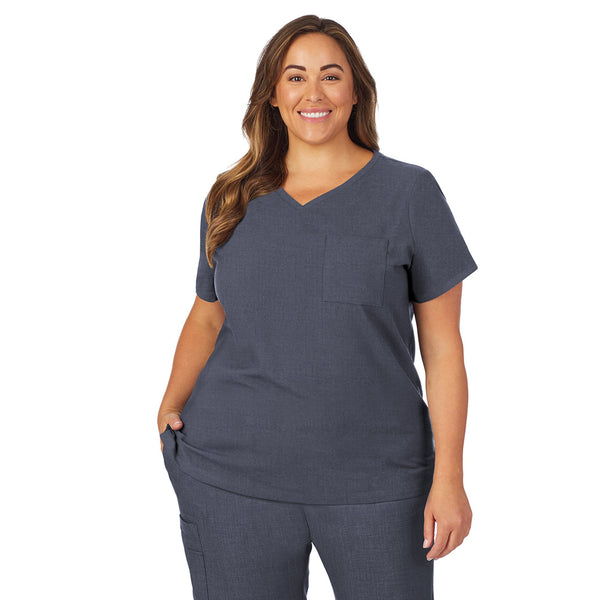 Cuddl Duds Womens Scrub V-Neck Top With Chest Pocket PLUS Women