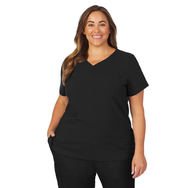 cuddl duds Womens Scrub V-Neck Top with Chest Pocket PLUS Women