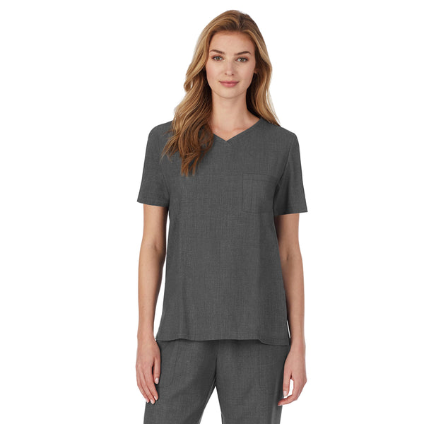 Cuddl Duds Womens Scrub V-Neck Top With Chest Pocket Women