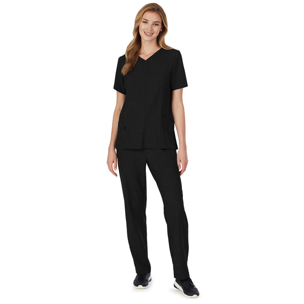 Cuddl Duds Womens Scrub V-Neck Top With Side Pockets PETITE Women