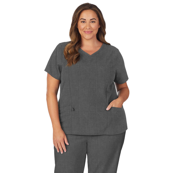 Cuddl Duds Womens Scrub V-Neck Top With Side Pockets PLUS Women