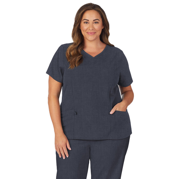 Cuddl Duds Womens Scrub V-Neck Top With Side Pockets PLUS Women