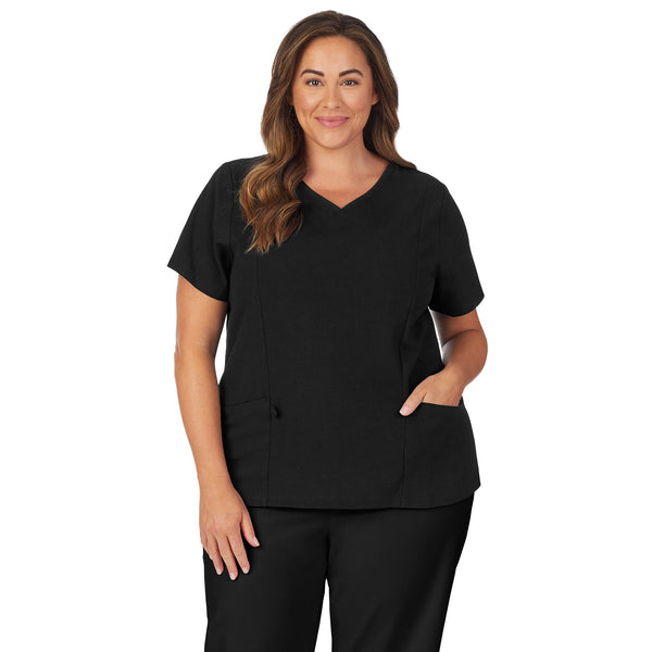 cuddl duds Womens Scrub V-Neck Top with Side Pockets PLUS Women