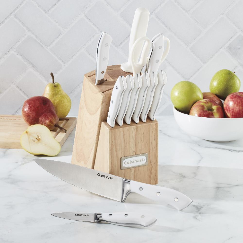 Cuisinart 13pc White Triple Rivet Knife Block Set C77WTR-13P
