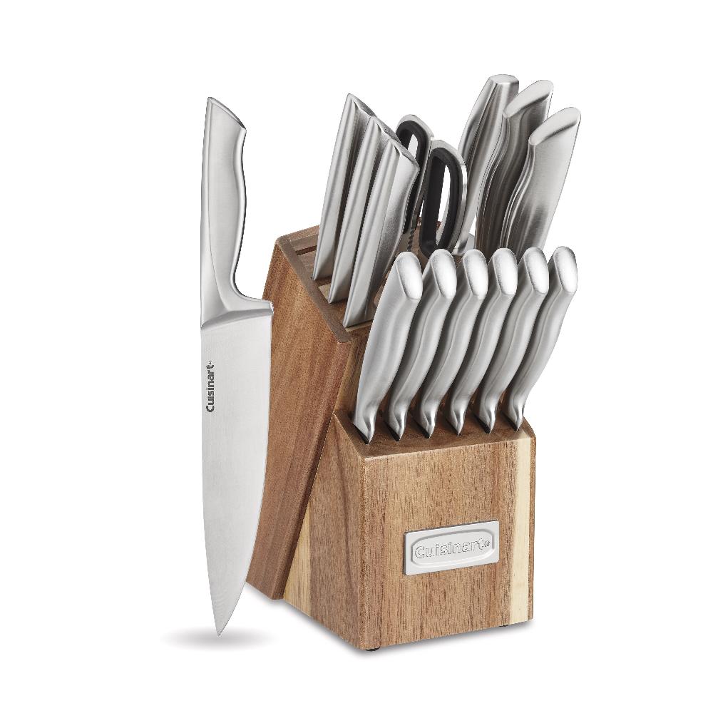 cuisinart 15pc Elite Series Stainless Steel Block Set with Acacia Block C77SS-15PGA