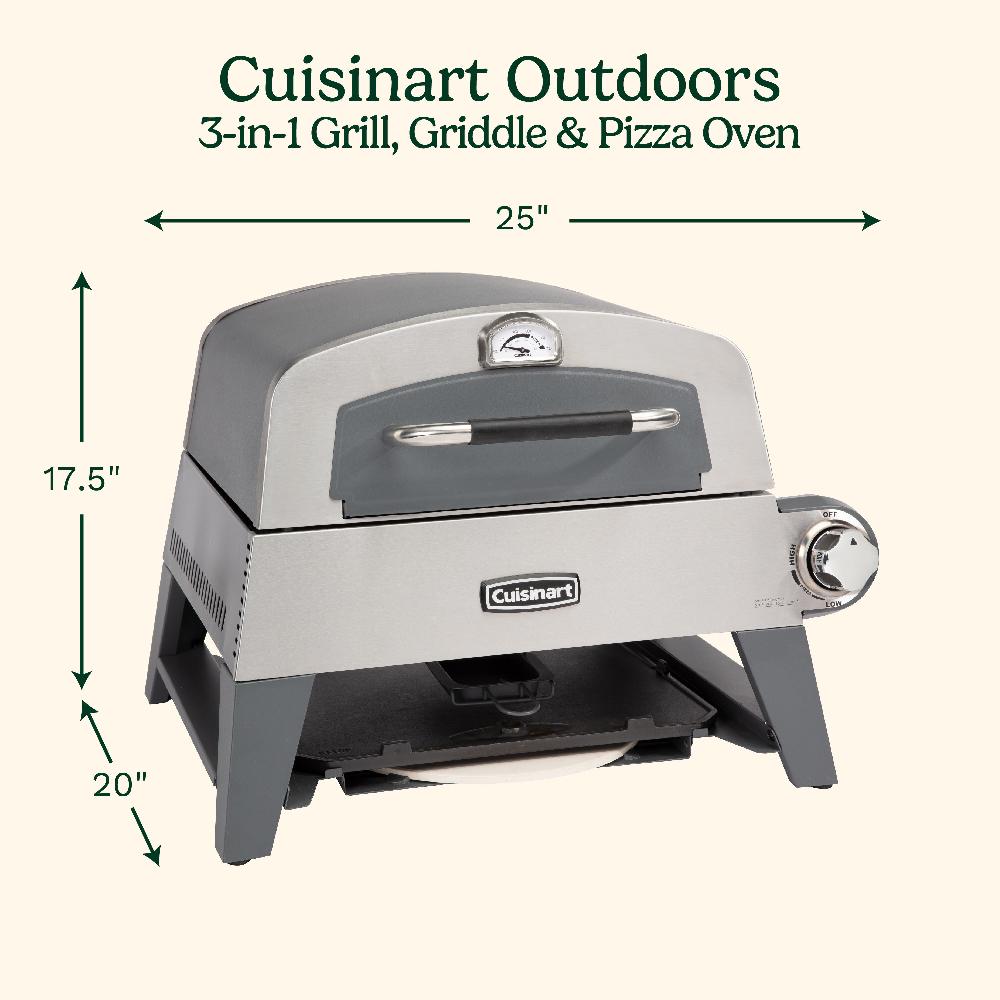 Cuisinart 3-in-1 Grill Griddle And Pizza Oven CGG-403P Gray