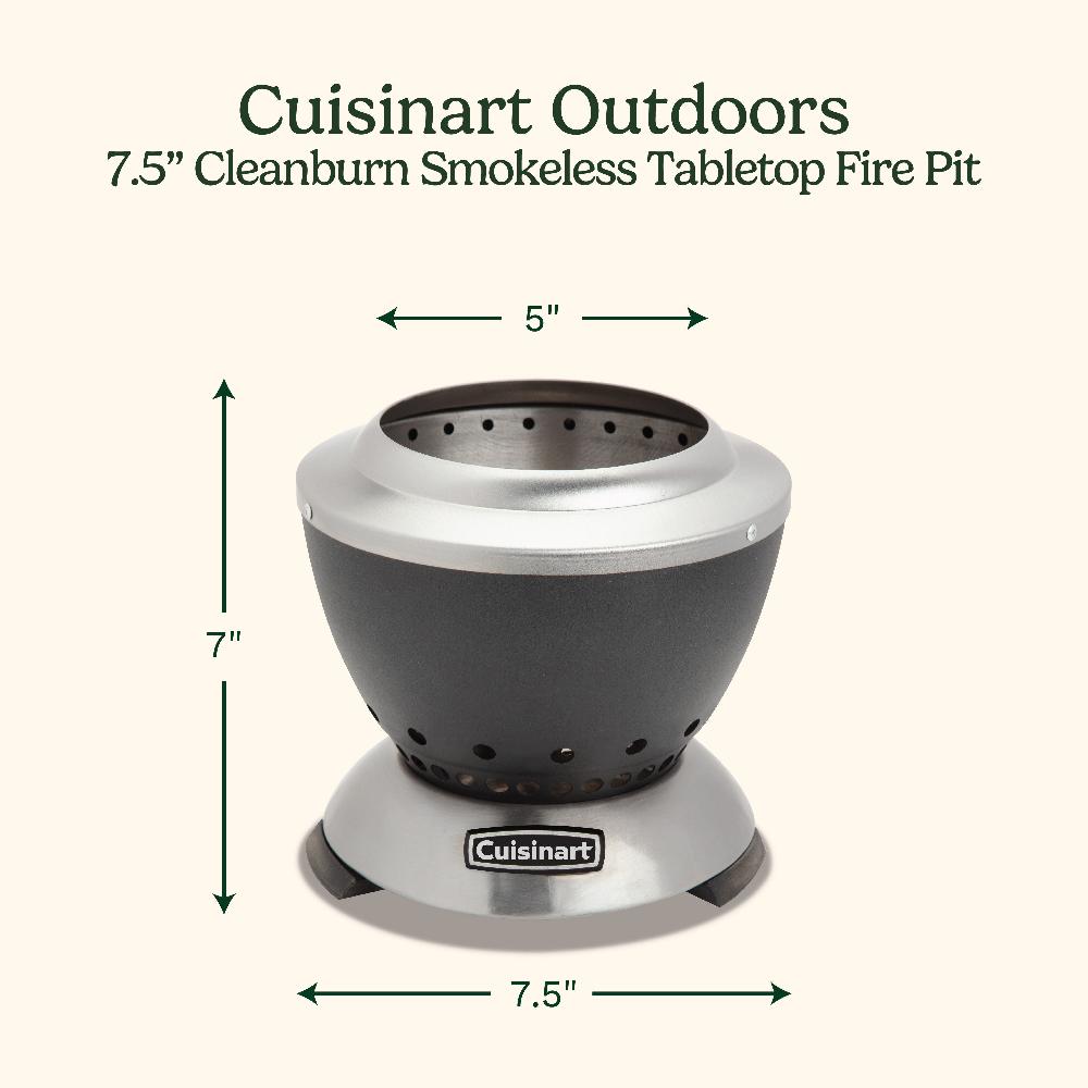 Cuisinart 7.5” Cleanburn Smokeless Table Top Fire Pit COH-755P Silver & Black