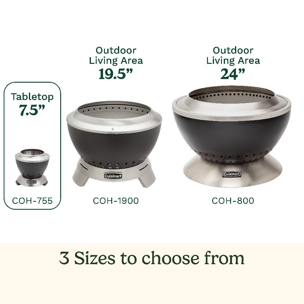 Cuisinart 7.5” Cleanburn Smokeless Table Top Fire Pit COH-755P Silver & Black