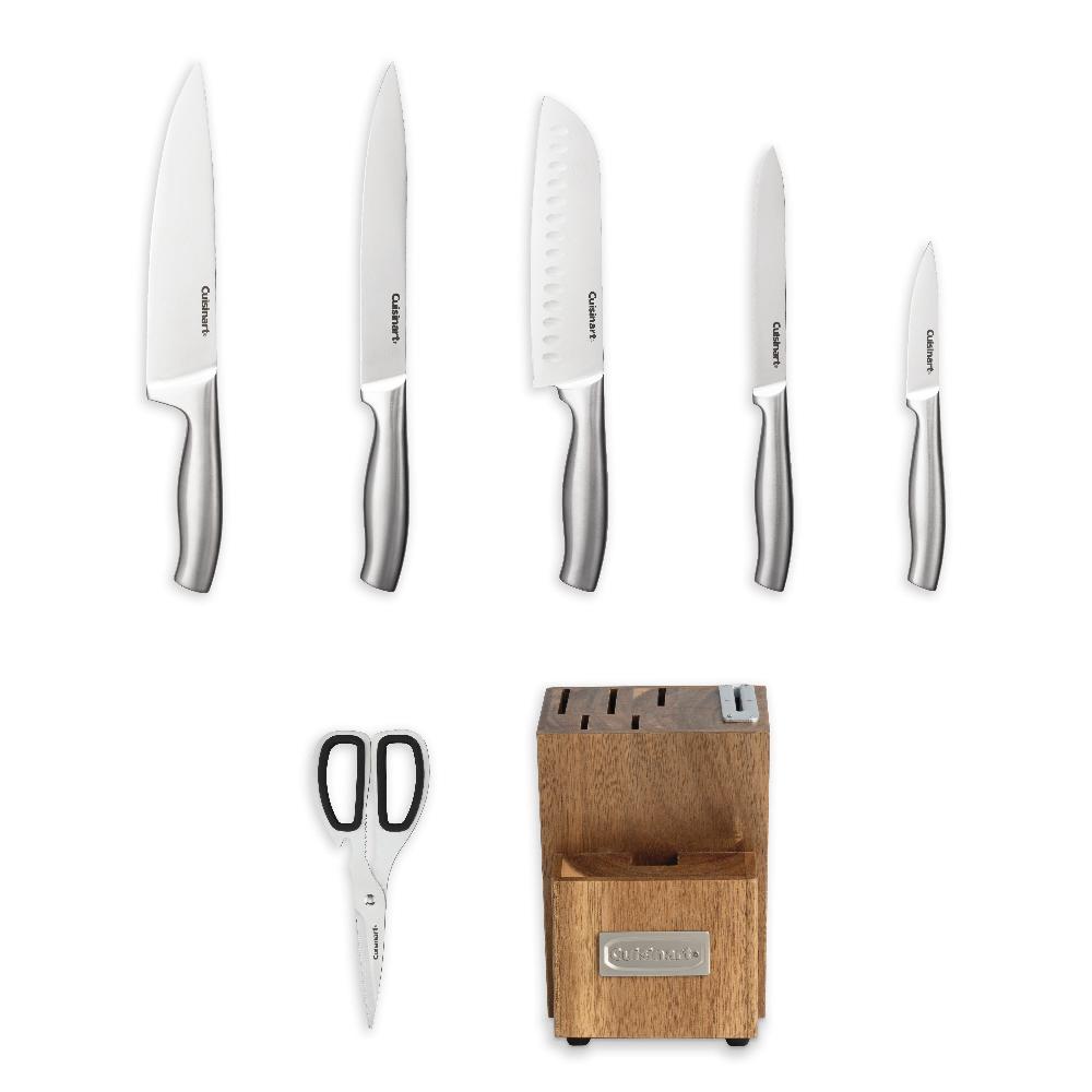 Cuisinart 7pc Stainless Steel Essentials Block Set With Built In Sharpener C77SS-7PBS