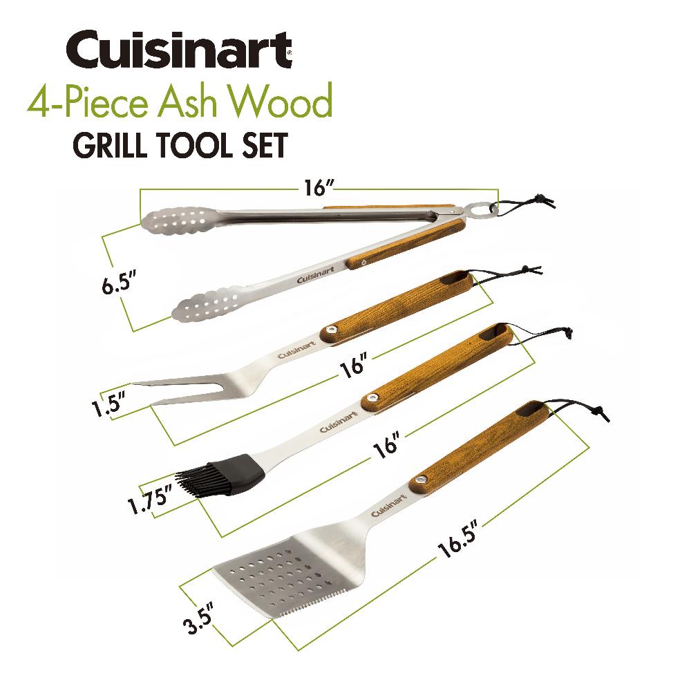 Cuisinart 4 Piece Ash Wood Grill Tool Set CGS-1100