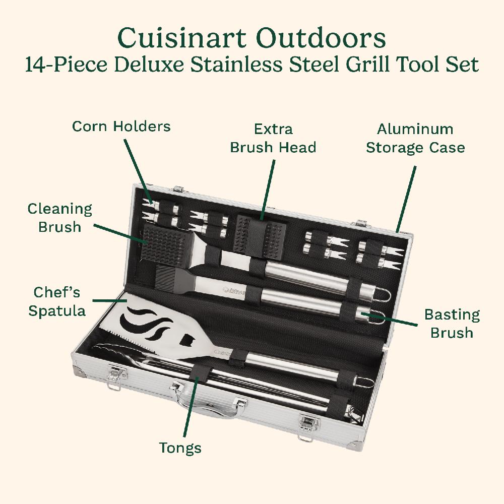 Cuisinart Deluxe Stainless-Steel Grill Set (14 Piece) CGS-5014Z Stainless Steel
