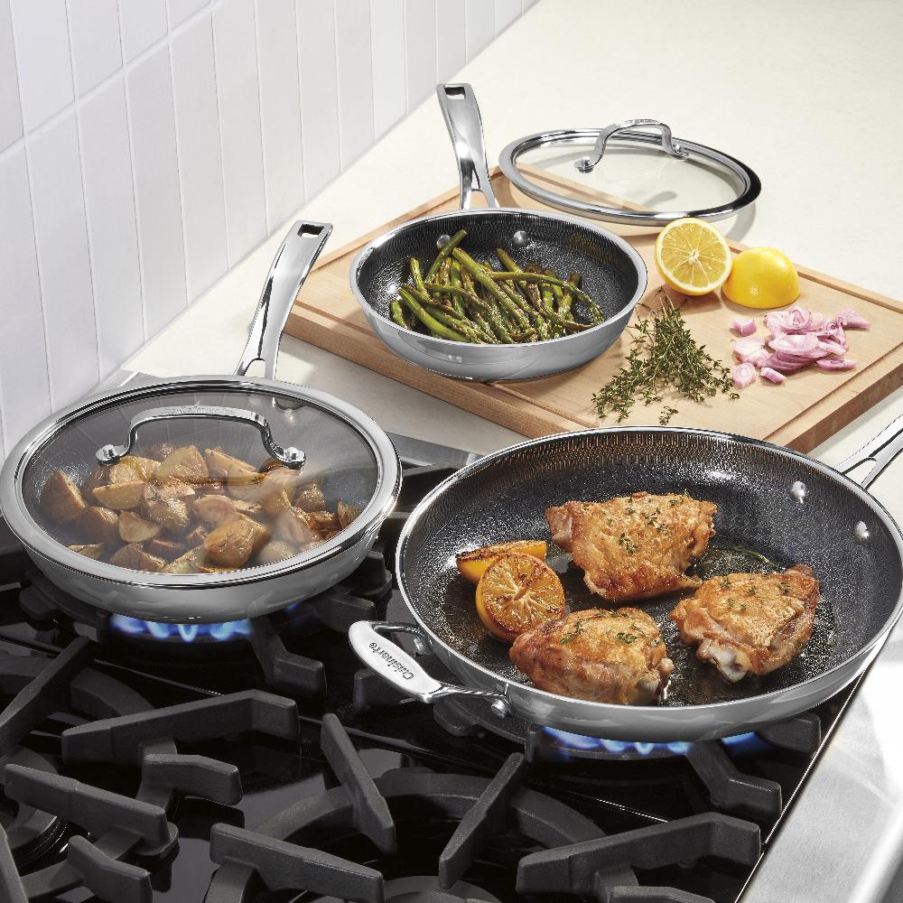 Cuisinart FusionPlus ™ 6pc Skillet Set– 8” With Lid 10” With Lid 12” With Lid FPS-6SSCR