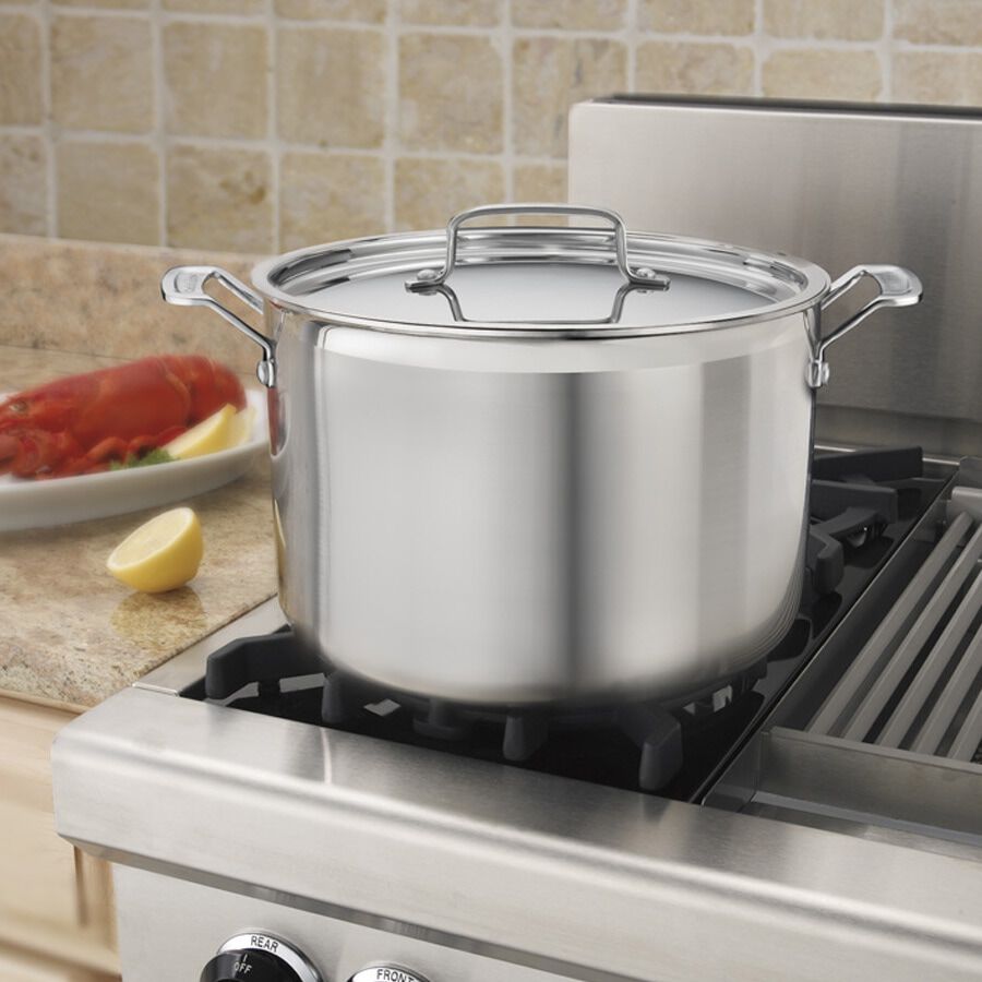 Cuisinart MultiClad Pro Triple Ply Stainless Cookware 12 Quart Stockpot With Cover MCP66-28NP1 Stainless Steel