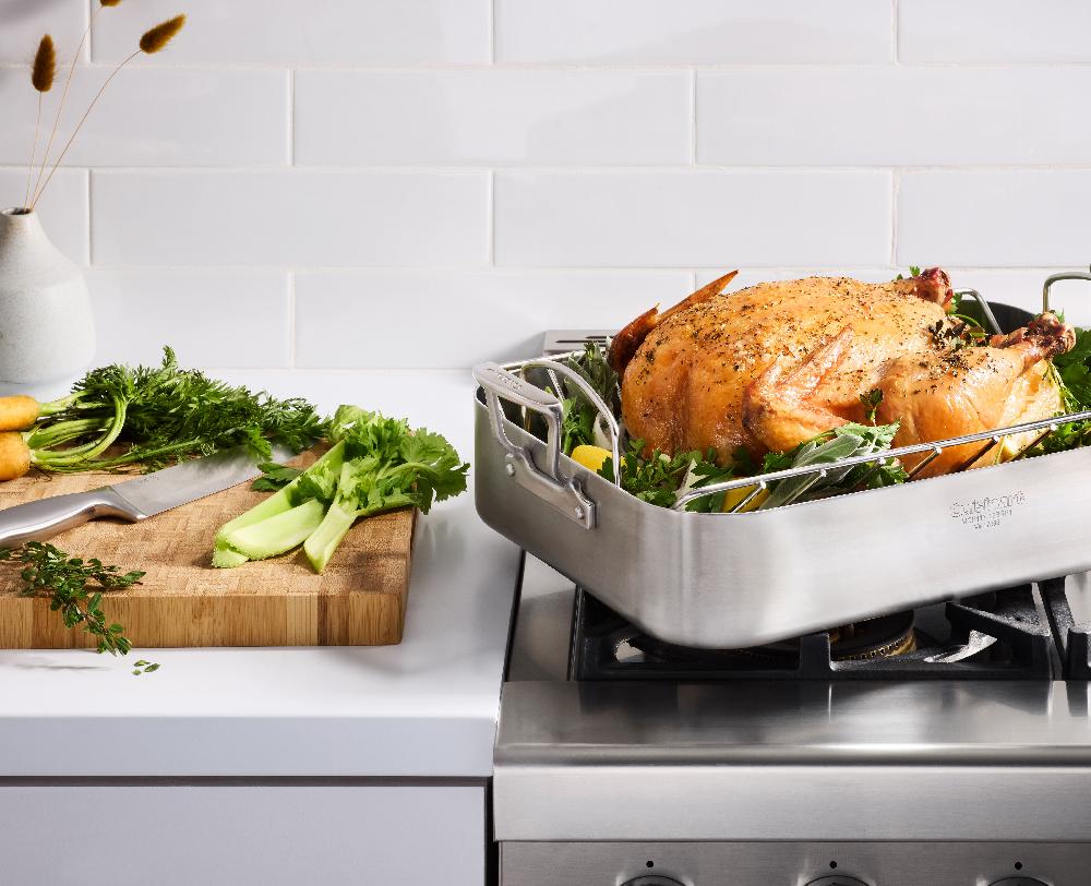 Cuisinart MultiClad Pro Triple Ply Stainless Cookware 16" Roasting Pan With Rack MCP117-16BRP1 Stainless Steel