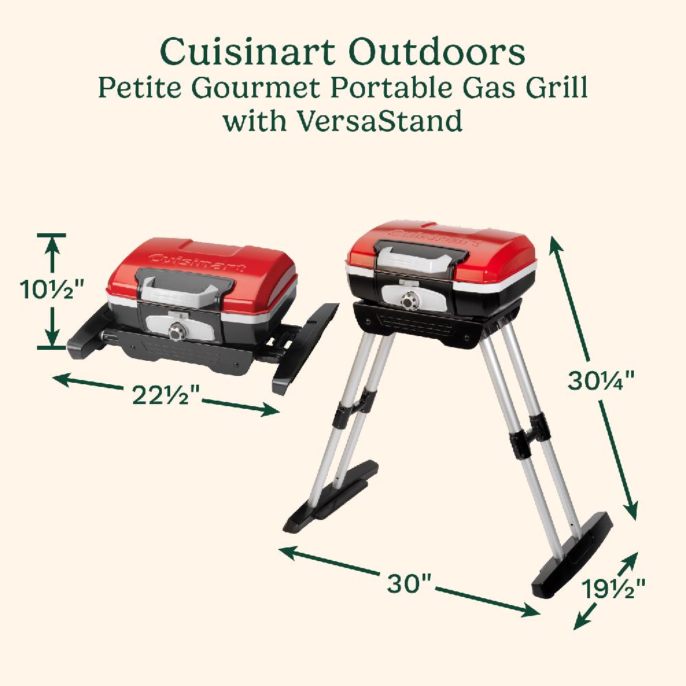 Cuisinart Petite Gourmet Portable Gas Grill With VersaStand CGG-180P Red