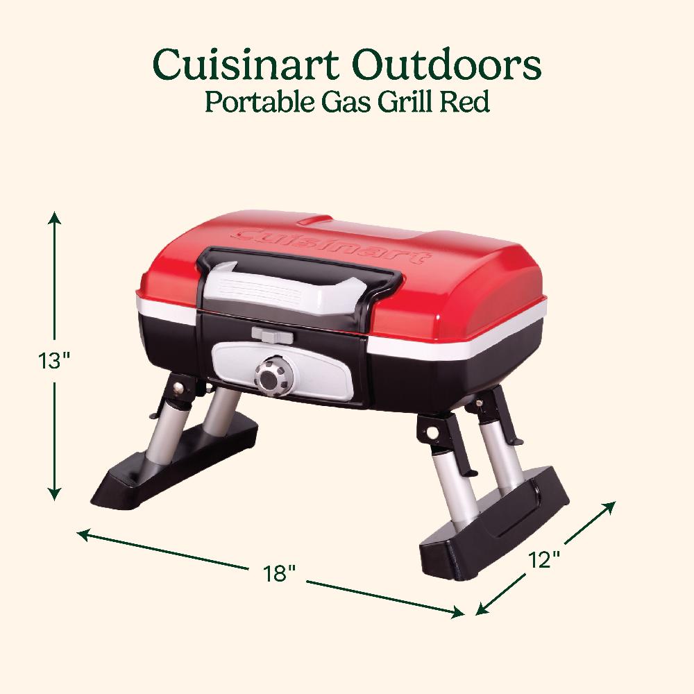 Cuisinart Petite Gourmet Portable Tabletop Gas Grill CGG-180T Red