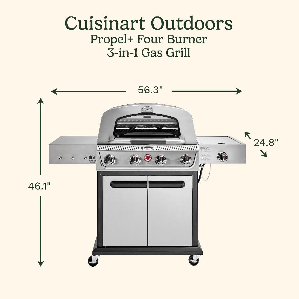 Cuisinart Propel+ Four Burner 3-in-1 Gas Grill (Grill Griddle Pizza Oven) CGG-6331