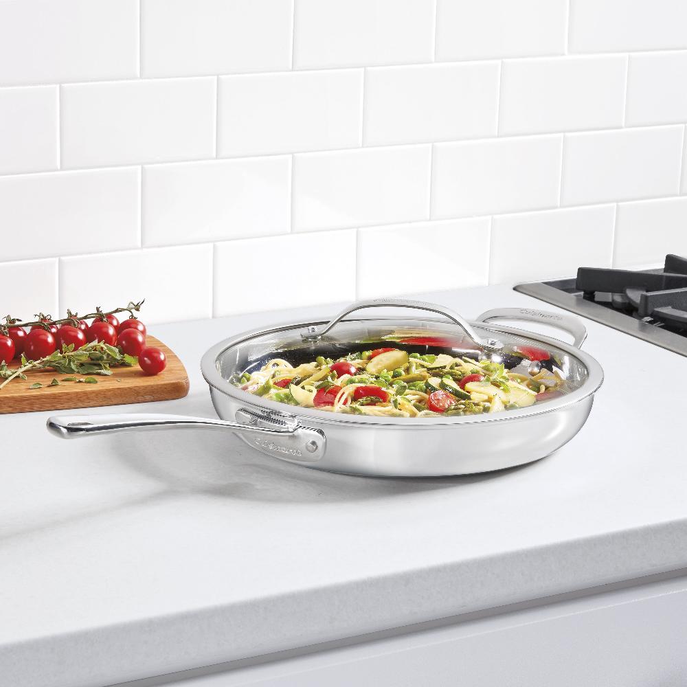 Cuisinart PureClad ™ Triple-Ply 12" Stainless Steel Skillet With Helper Handle And Cover PCT22-30HC