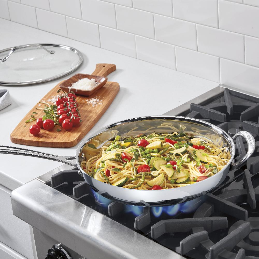 Cuisinart PureClad ™ Triple-Ply 12" Stainless Steel Skillet With Helper Handle And Cover PCT22-30HC