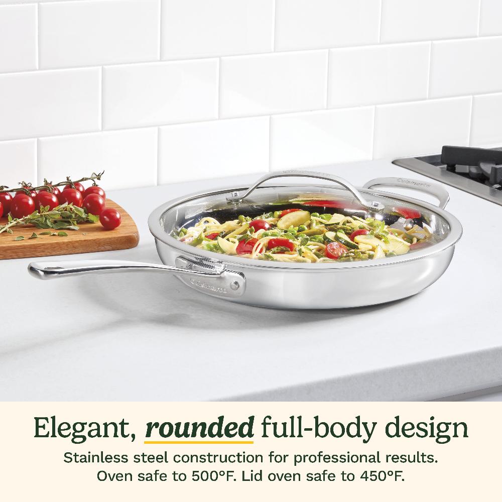 Cuisinart PureClad ™ Triple-Ply 12" Stainless Steel Skillet With Helper Handle And Cover PCT22-30HC