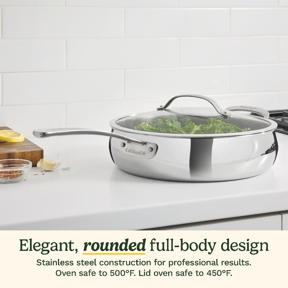 Cuisinart PureClad ™ Triple-Ply 5.5 Qt. Stainless Steel Sauté Pan With Helper Handle And Cover PCT33-30H