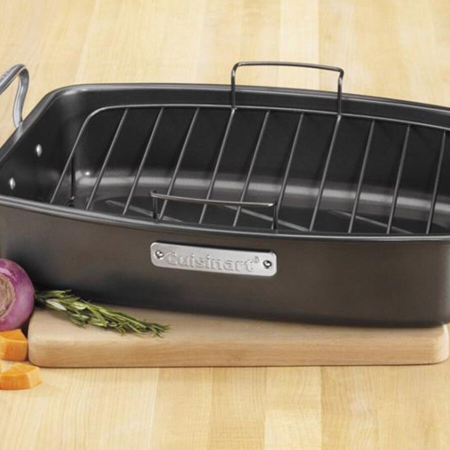 Cuisinart Roasting And Lasagna Pans 17" X 13" Nonstick Roaster With V-Rack ASR-1713V