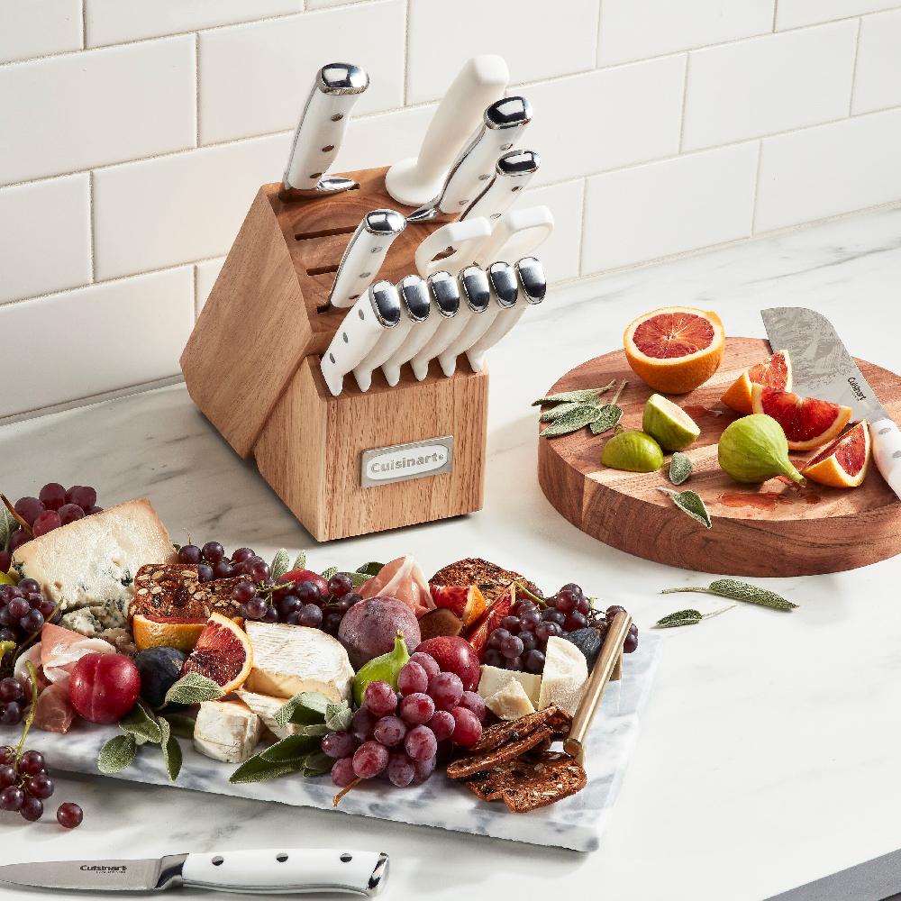 Cuisinart Triple Rivet 15 Piece Knife Block Set C77WTR-15P White & Stainless
