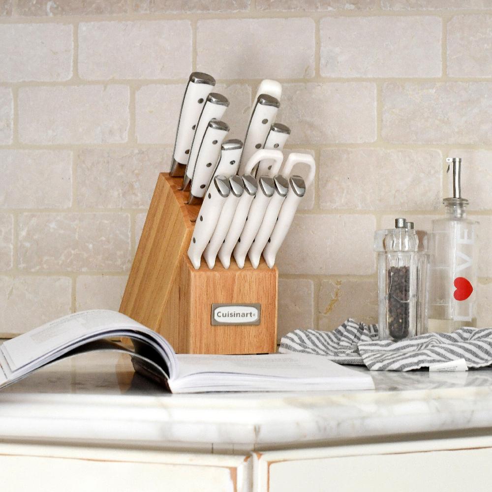 Cuisinart Triple Rivet 15 Piece Knife Block Set C77WTR-15P White & Stainless