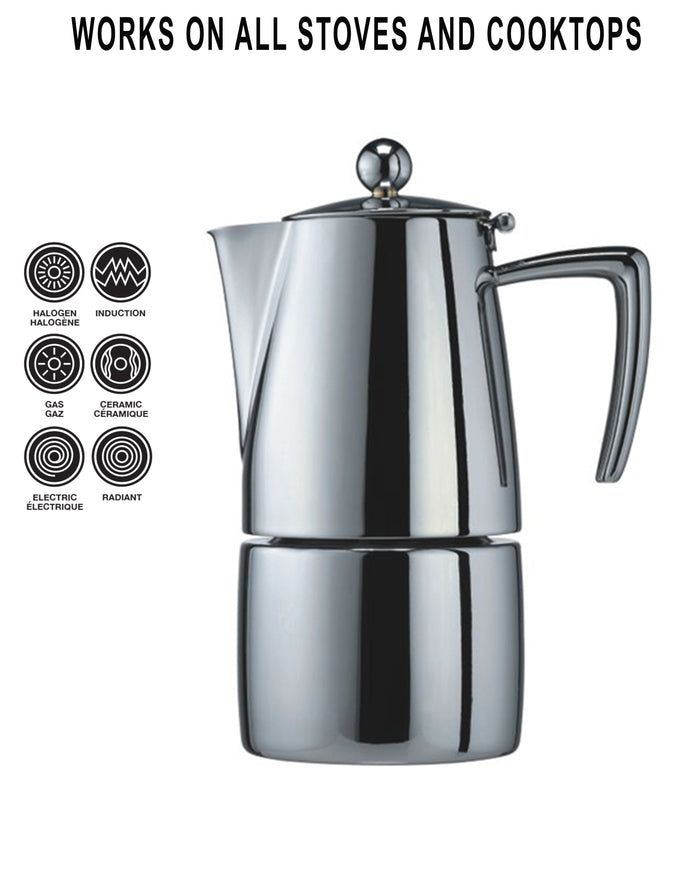 Cuisinox Cuisinox 4 Cup Milano Mirror Stainless Steel Induction Stovetop Moka Espresso Coffee Maker Coffee Makers U0026 Espresso Machines