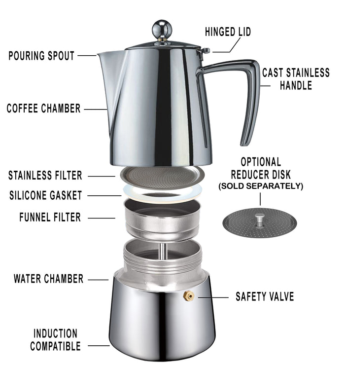 Cuisinox Cuisinox 4 Cup Milano Mirror Stainless Steel Induction Stovetop Moka Espresso Coffee Maker Coffee Makers U0026 Espresso Machines