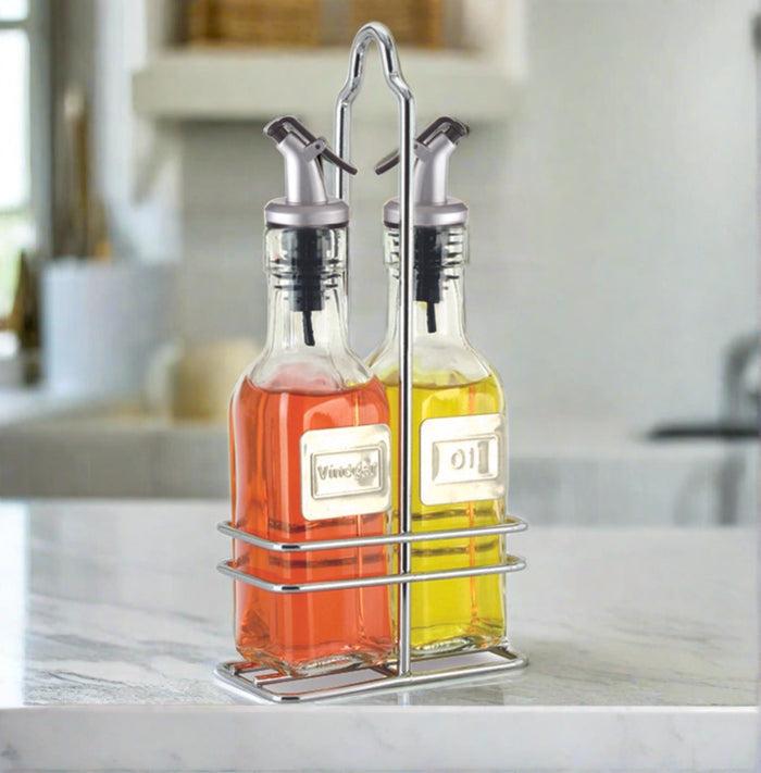 cuisinox Cuisinox Oil & Vinegar Cruet Set with Caddy with English labels Salad Dressing Mixers u0026 Shakers