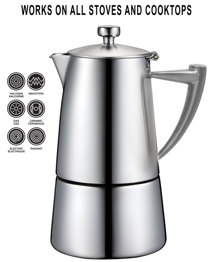 Cuisinox Cuisinox Roma Satin Stainless Steel Induction Stovetop Moka Espresso Coffee Maker Coffee Makers U0026 Espresso Machines