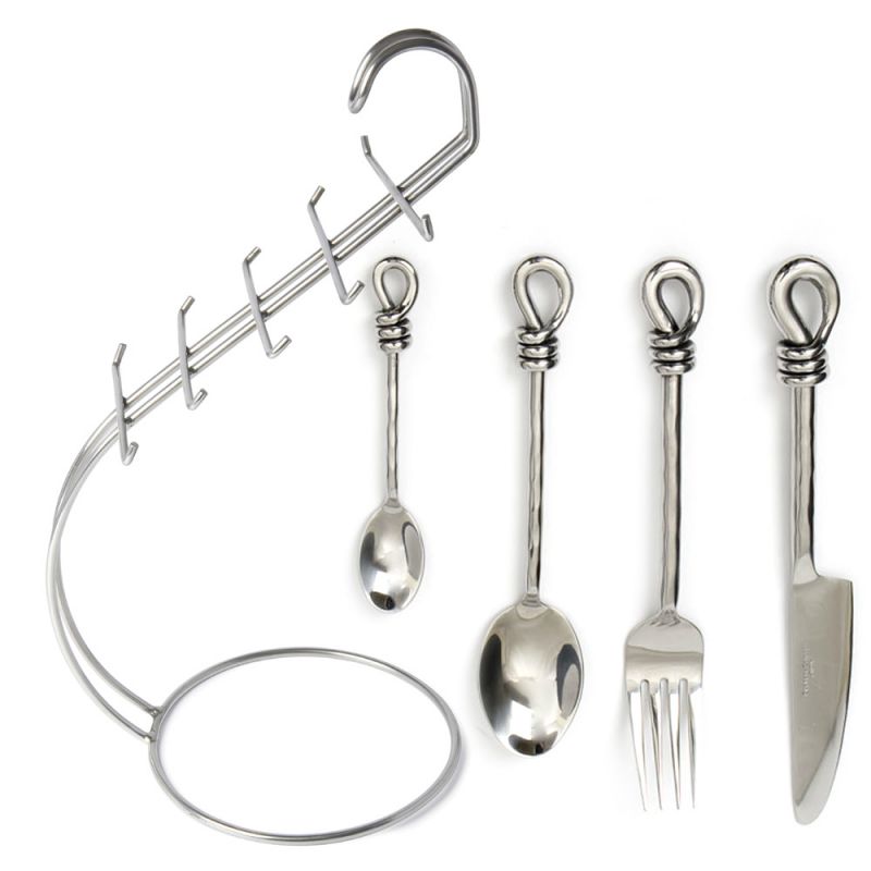 culinary concepts 24 Piece Hammered Knot Cutlery Set & Stand | HANDMADE TO ORDER