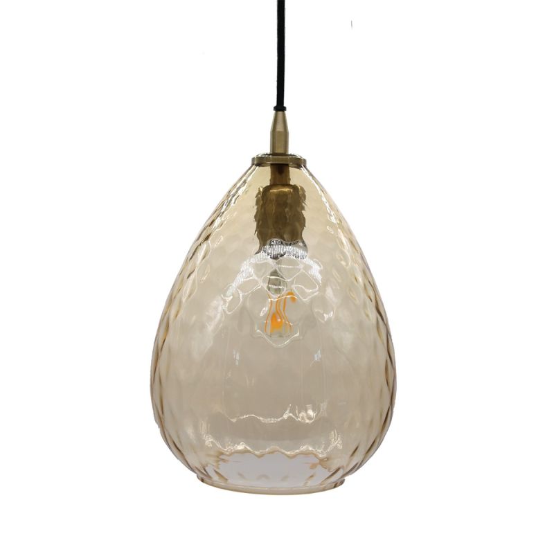 culinary concepts Amber Dimple Glass Teardrop Pendant Light