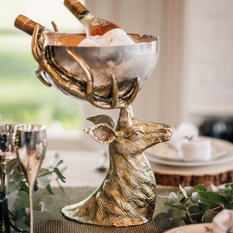 Culinary Concepts Antique Gold Stag Head With Hammered Metal Bowl