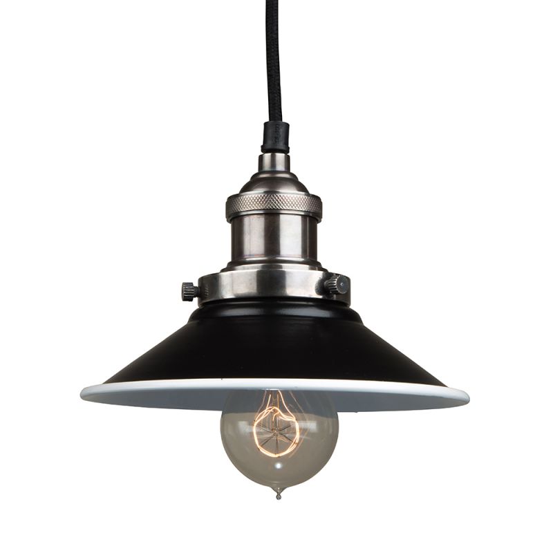 culinary concepts Antique Silver Hanging Fitment with Small Black Metal Triangular Shade