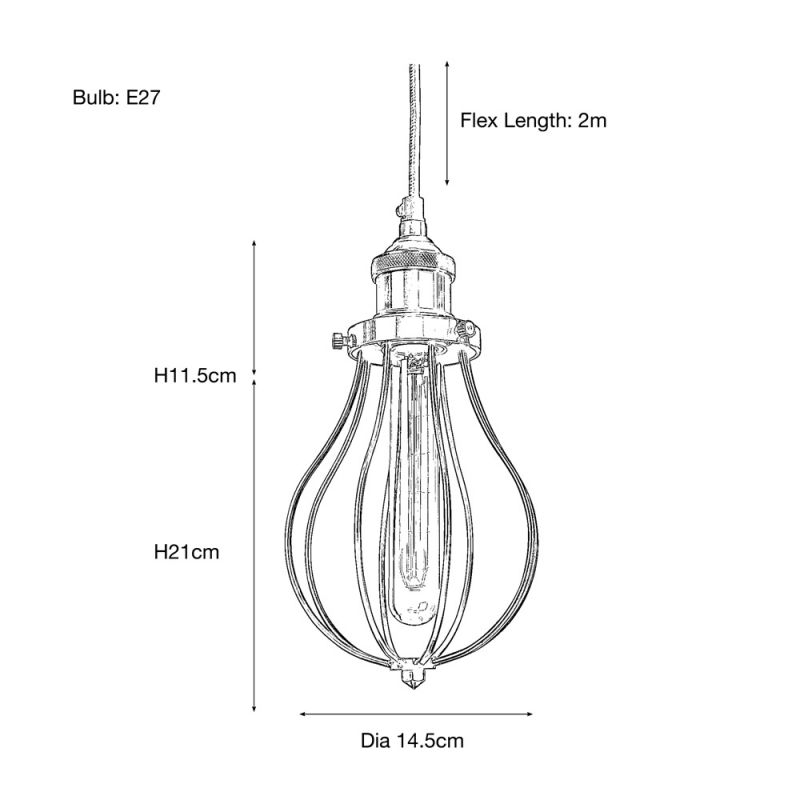 Culinary Concepts Antique Silver Pendant Fitment With Antique Silver Edison Cage