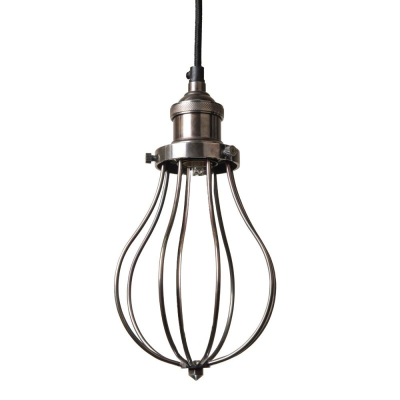 culinary concepts Antique Silver Pendant Fitment with Antique Silver Edison Cage