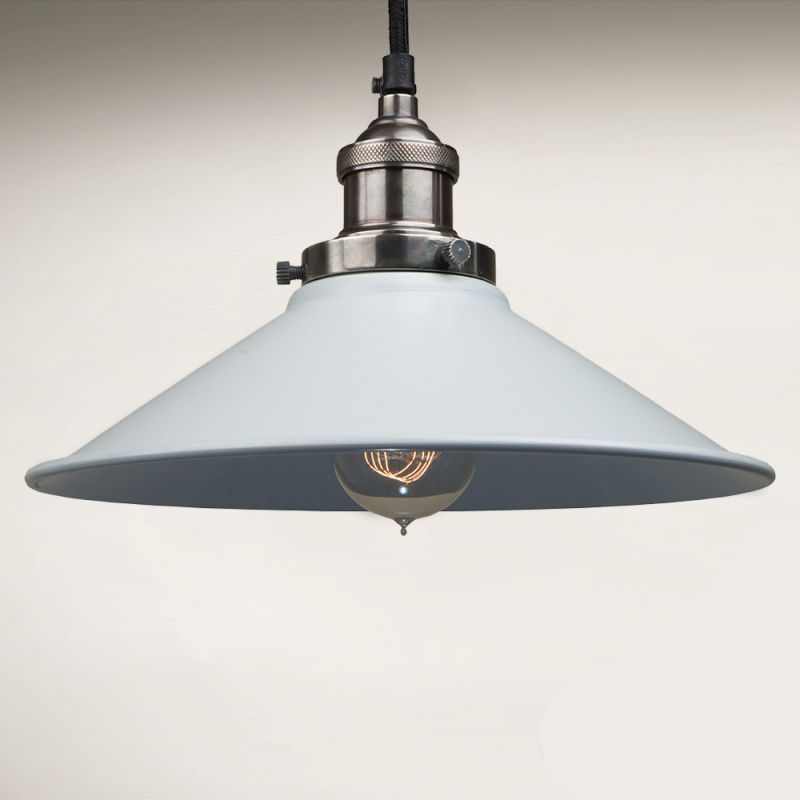 Culinary Concepts Antique Silver Pendant Fitment With Large Off White Metal Triangular Shade