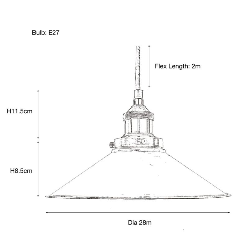 Culinary Concepts Antique Silver Pendant Fitment With Large Off White Metal Triangular Shade